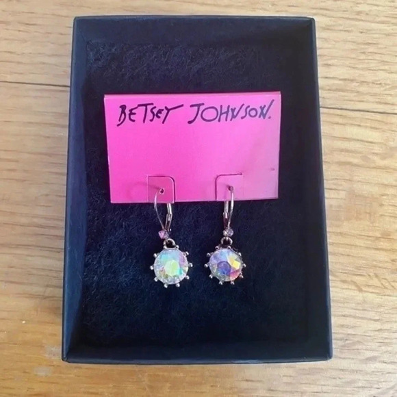 NWT Betsy Johnson Rhinestone Dangle Earrings - Picture 7 of 9